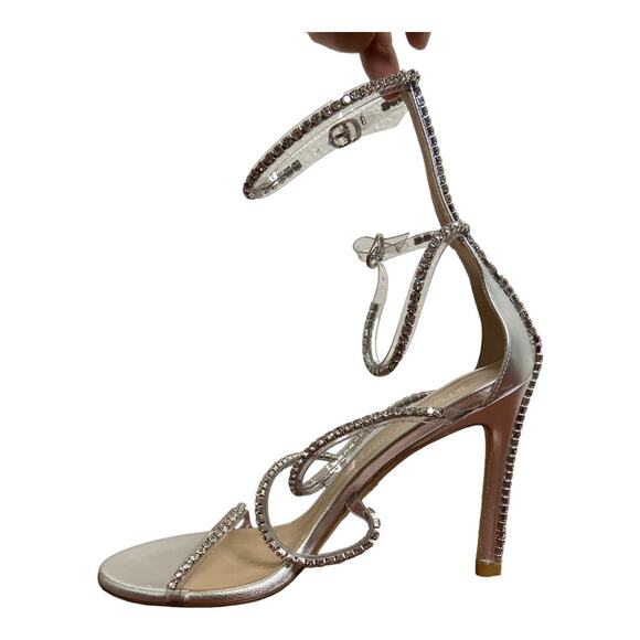 Stuart Weitzman Nudistglam 100 Gladiator Stiletto Heeled Sandal Clear Size 8 - Picture 9 of 15